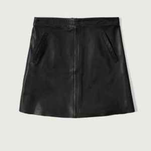 A&F 100% lamb leather skirt mini black a-line